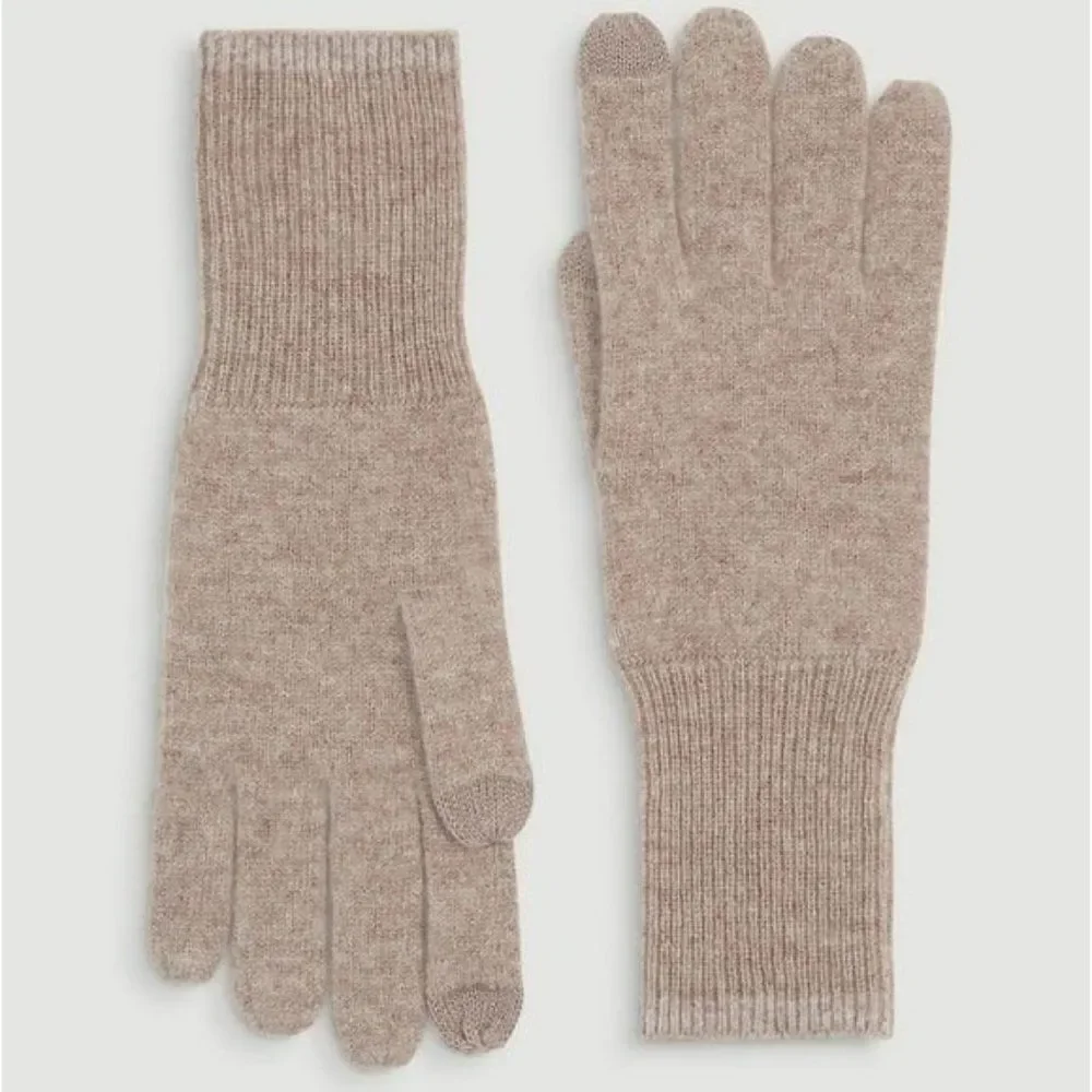 LOFT 100% Cashmere Ribbed Gloves in Natural Tan